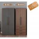 B2B Duo Armoire melamine modulable A 80cm gris 2P + B 60/80cm marron 2P