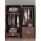 Duo Armoire melamine modulable A 80cm gris 2P + B 60/80cm marron 2P