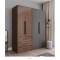 Duo Armoire melamine modulable A 80cm gris 2P + B 60/80cm marron 2P