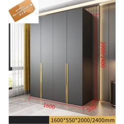 B2B Armoire MDF 4 porte noir poignee deco doree 160X240CM