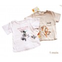 t-shirt DISNEY rayure beige + t-shirt TAPE A L'OEIL blanc