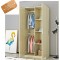 Armoire vêtement melamine 2 porte 2 penderie 4 etagere marron 80x160CM