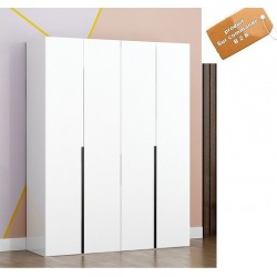 Armoire melamine 4 portes blanc poignee deco noir 160X180CM