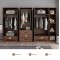 Duo Armoire melamine modulable A 80cm gris 2P + B 60/80cm marron 2P