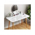 Table coiffeuse scandinave blanc effet marbre miroir rond 120CM
