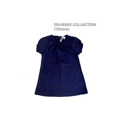 mini robe bleu nuit col rond avec poche oblique 3SUISSES COLLECTION