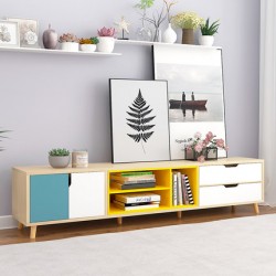 Meuble tv scandinave multicolor 1 porte 2 tiroirs   160 CM