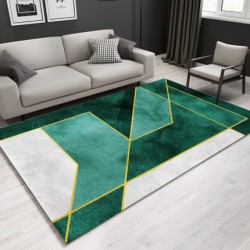 Tapis salon  3D motif  geometrique luxe vert emeraude  fond clair   160 CM X230 CM