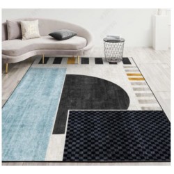 Tapis salon 3D motif graphique decoupé  fond clair 160 CM X230 CM