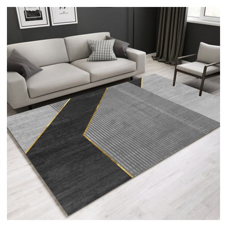 Tapis  salon 3D  motif lineaire 2 tons de gris  160 CM X230 CM