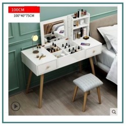 Ensemble  table  maquillage et  coiffeusse  scandinave   100 cm blanc