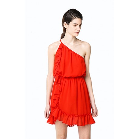 minirobe a epaule asymetrique rouge