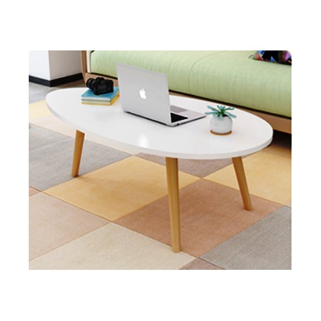 table basse scandinave ovale 80 cm blanc