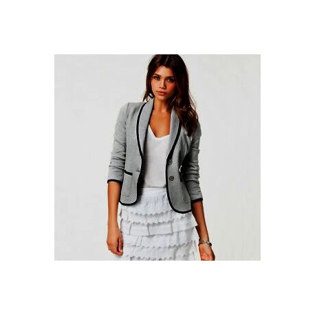 BLAZER coton  jersey  gris  bordure  noire   LA BASIQUE